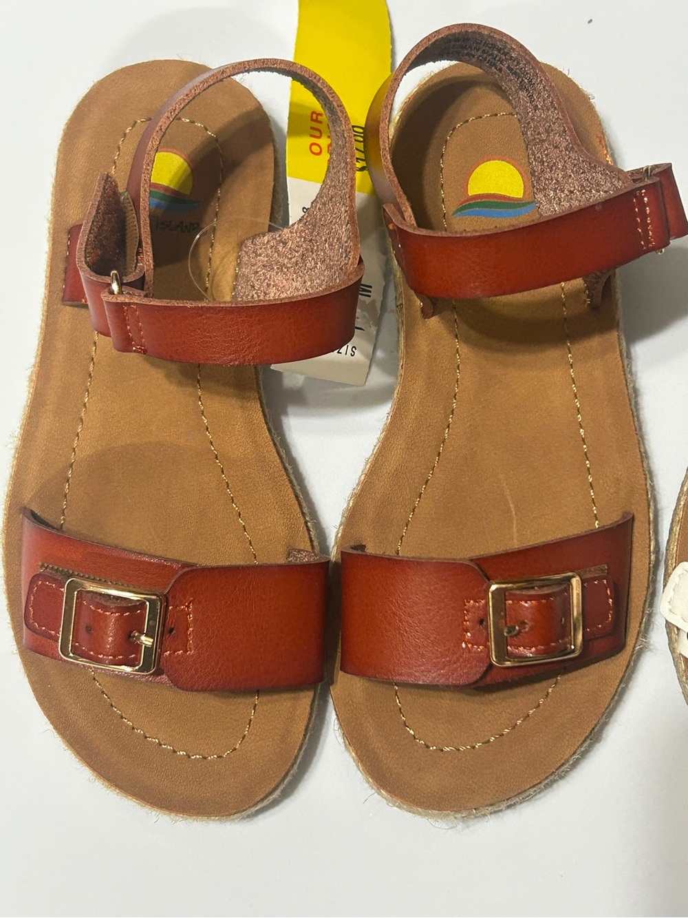 New Girl Brown Leather Buckle Strap Sandals